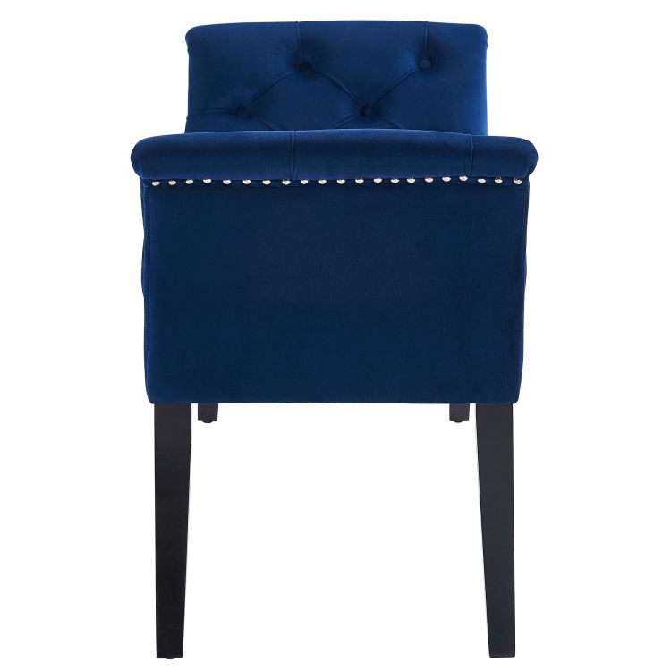 Contemporary Velvet & Solid Wood Bench in Blue