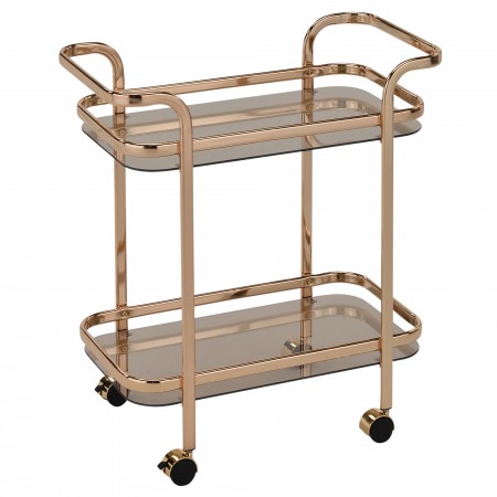FUZE METAL AND GLASS 2-TIER TROLLEY IN GOLD