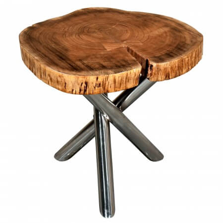 KAVI SOLID WOOD & METAL ACCENT TABLE IN NATURAL