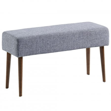 WASSU MID CENTURY FABRIC UPHOLSTERED & WOOD BENCH IN GREY BLEND